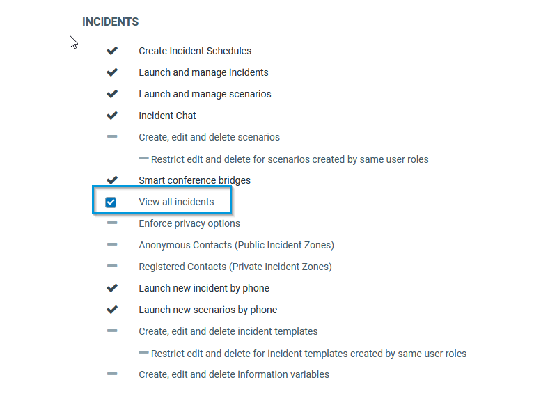 Incident Operator Permission view all incidents