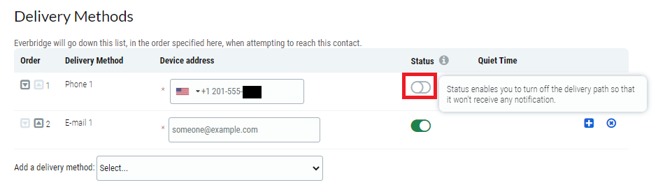 Disable Delivery Methods