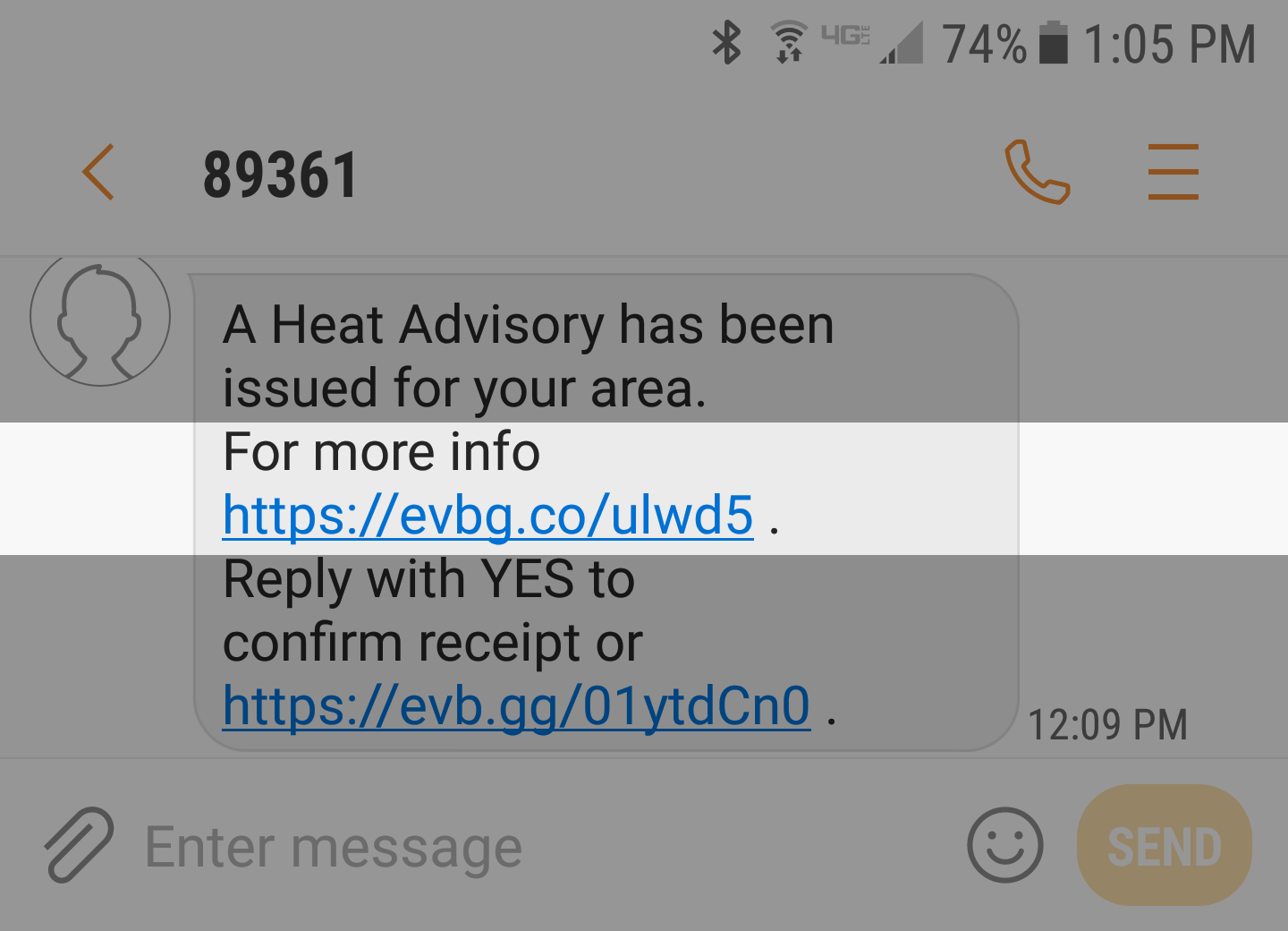 Text Message Alert Hyperlink