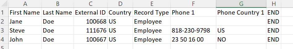 CSV file with phone numbers fixed