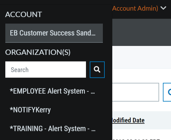 Select your Organization