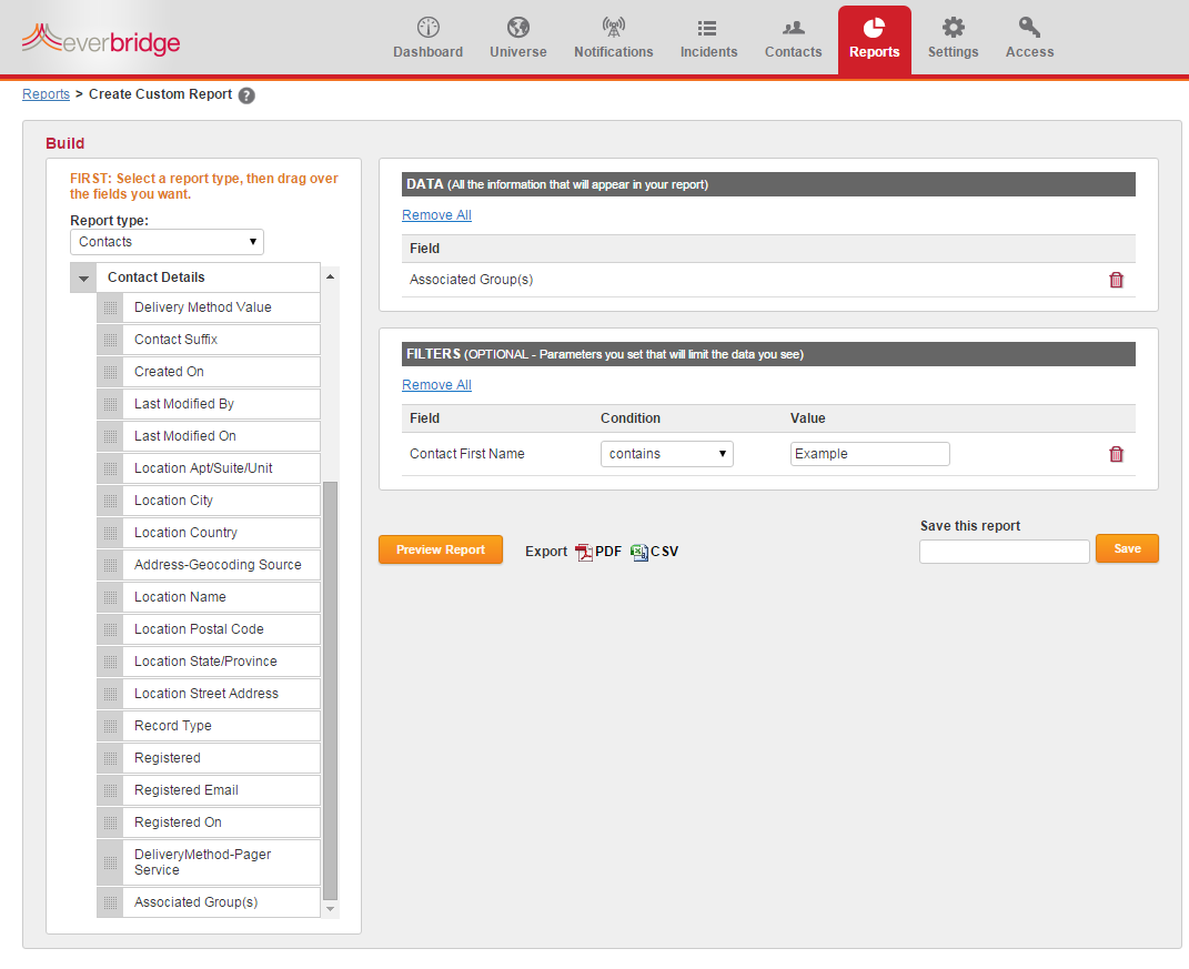 Custom Contact Reports