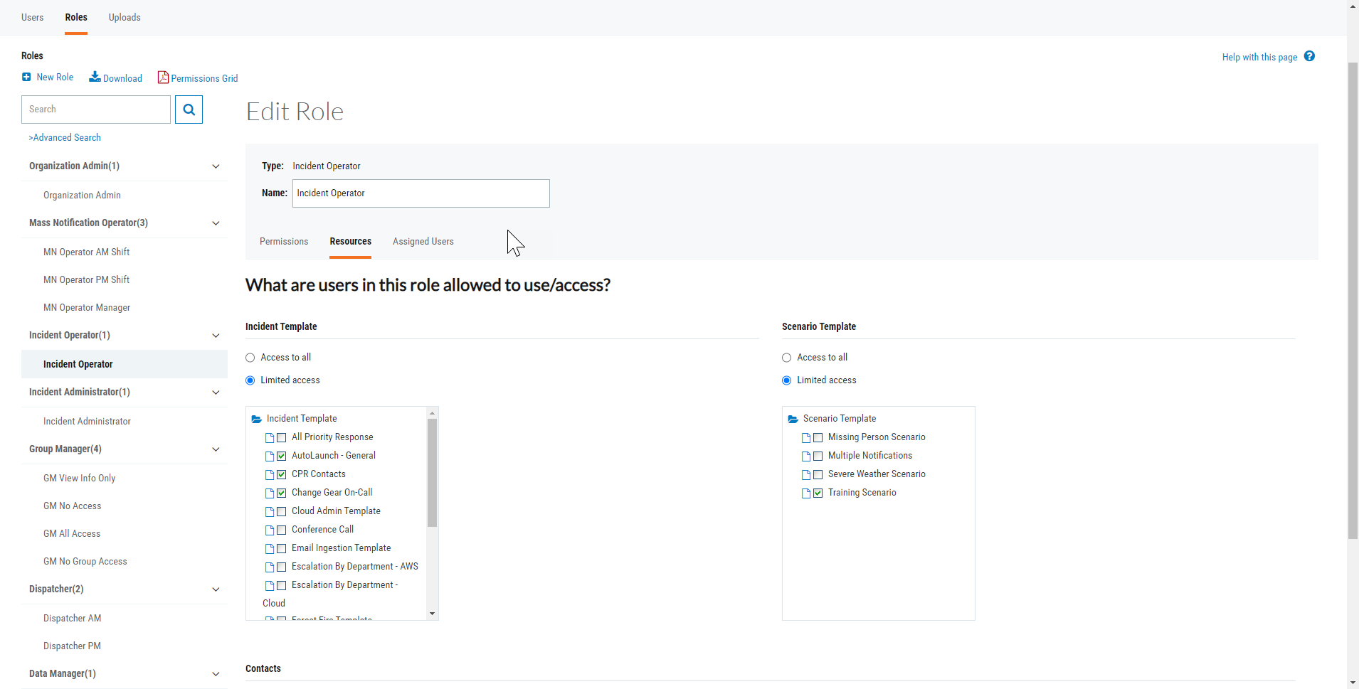 Assigning Templates to Incident Operator