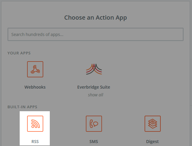 Choosing the RSS Action
