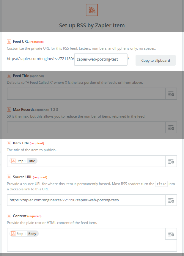 Setting Up RSS Information