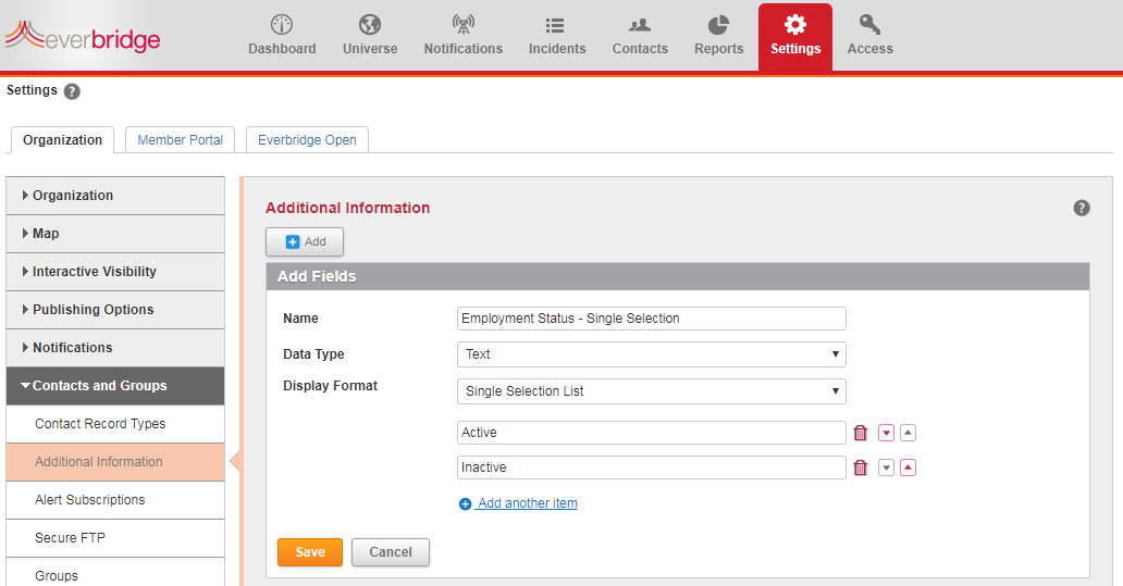 Additional Information - Single Selection