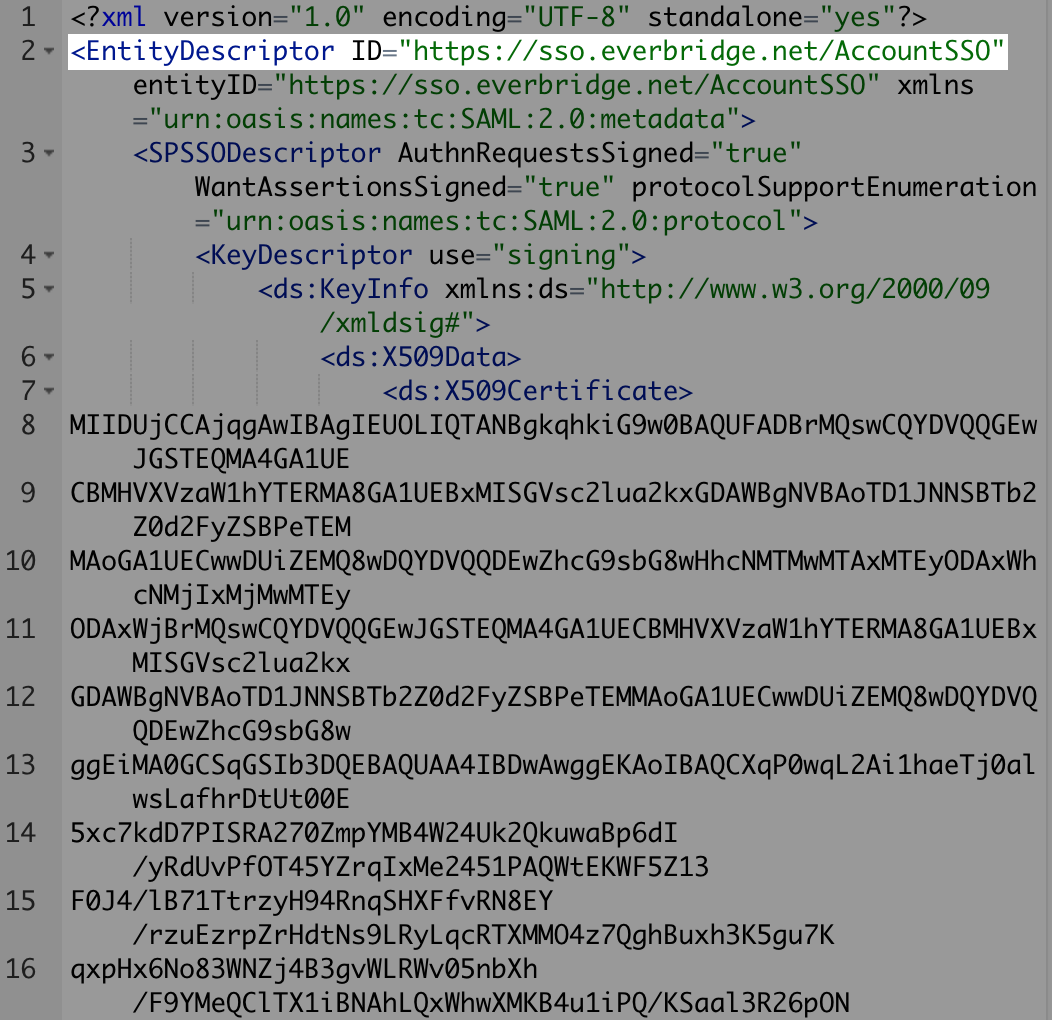 SP Metadata Entity ID