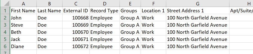 CSV file with issues corrected