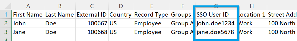 SSO User ID - CSV