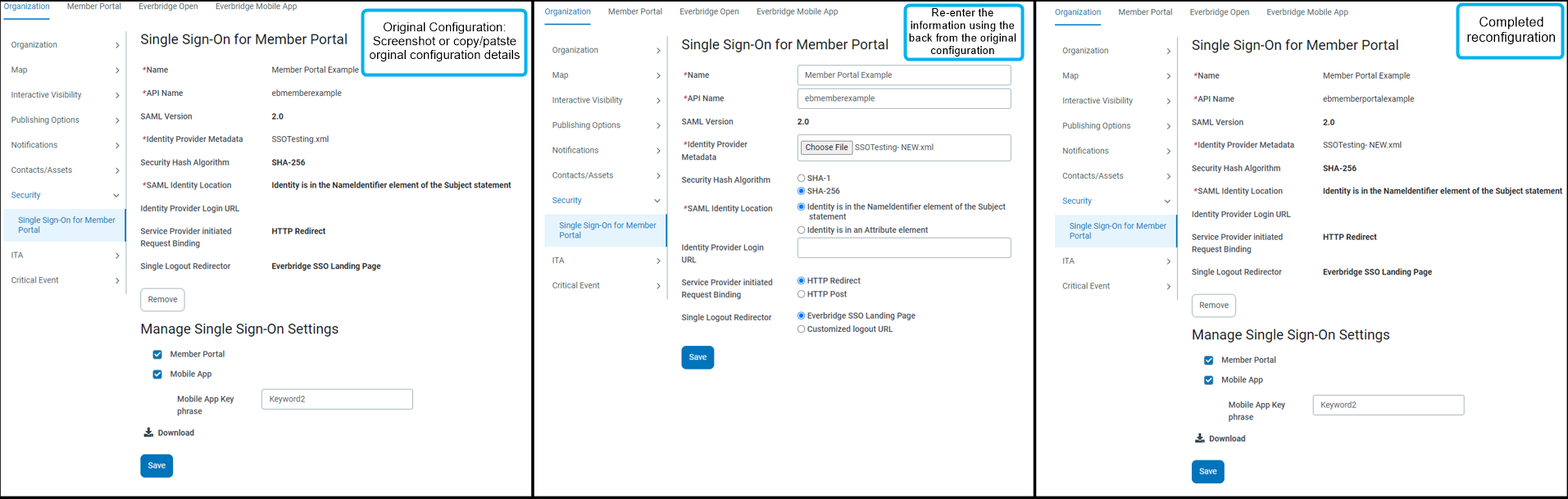 Member Portal Reconfig