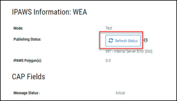 IPAWS Refresh Status Button