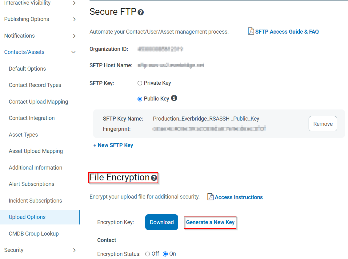 EBS How to Generate a File Encryption Key for Contact and/or Asset