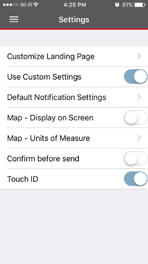 iOS Settings - Touch ID