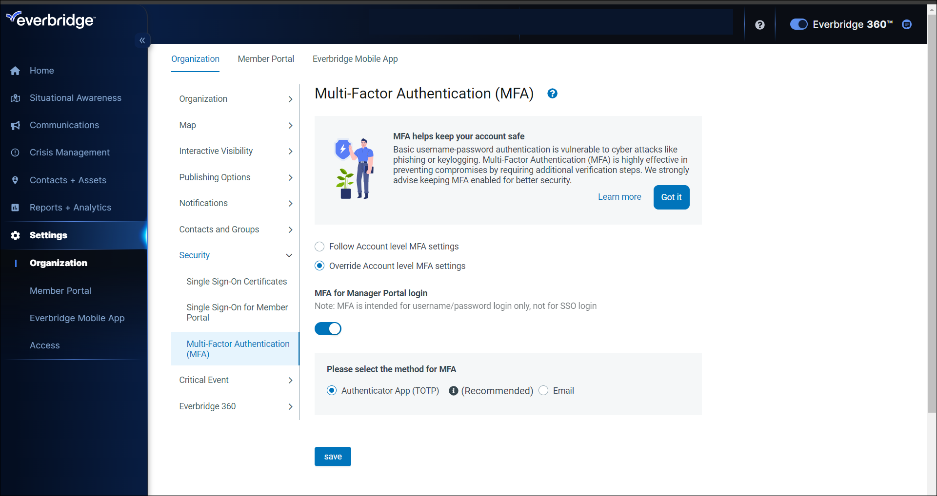 MFA Organization Level Page.png