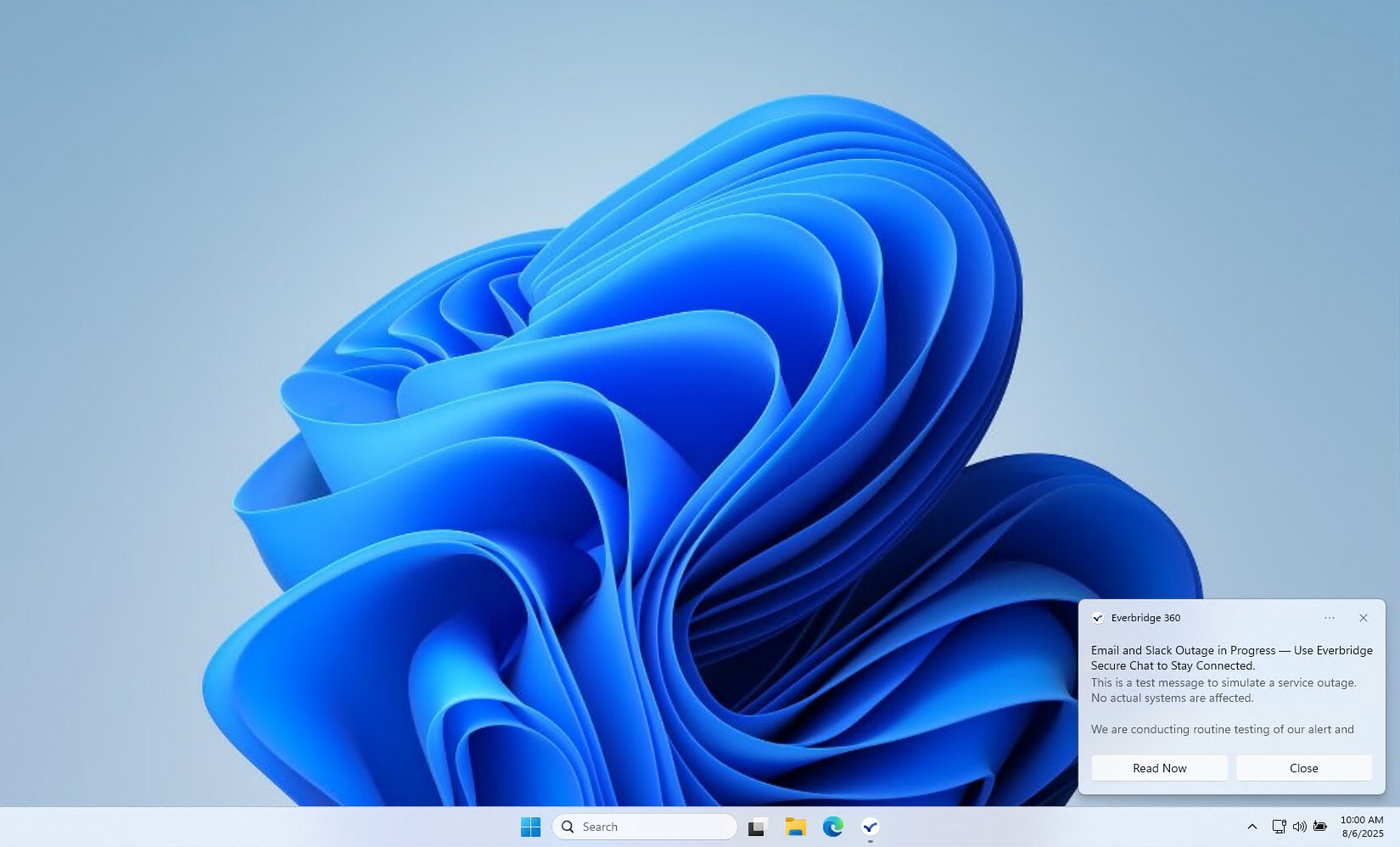 Popup display of a standard notification