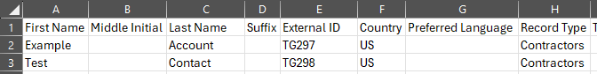 Corrected Excel file upload - First Name