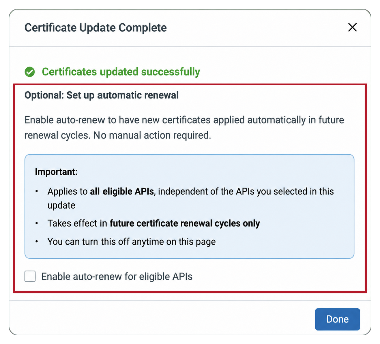 Auto-renew dialog